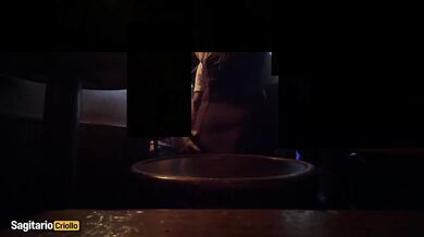 Doing nasty things under her miniskirt in a Madrid pub