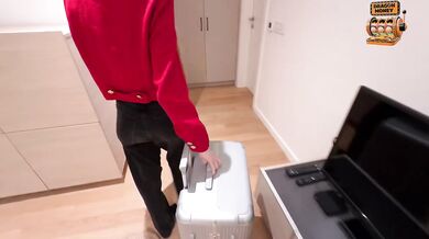 Russian hotel manager deep throats me and gushes creampie right in her tight pussy