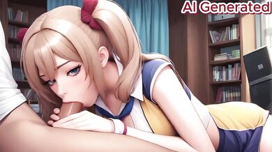 Blonde ponytail schoolgirl titfuck creampie hardcore