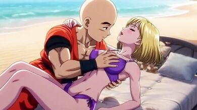 Krillin Defiled Android 18 on the Beach Hentai Xxx