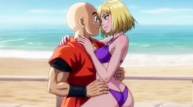 Krillin Defiled Android 18 on the Beach Hentai Xxx