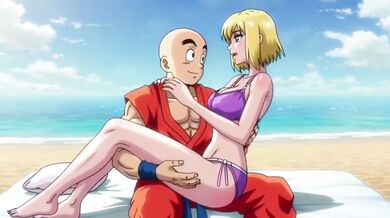 Krillin Defiled Android 18 on the Beach Hentai Xxx