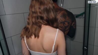 Morning in the dorm Shy Blonde gets plowed & creampie’d in the shower by her Asian mate