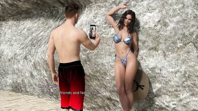 Boyfriend destroys his girlfriend’s stepmom on the beach in broad daylight