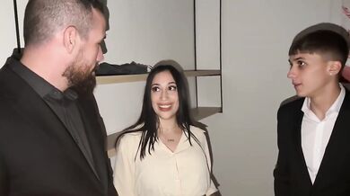 Boss forced double penetration approval threesome rough anal deepthroat squirting