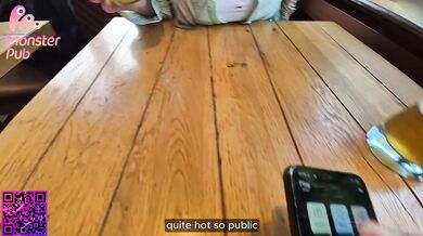 Public vibrator in restaurant makes girl cum hard with remote control