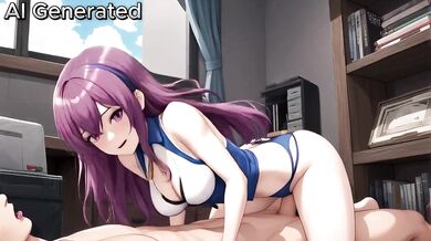 Purple haired schoolgirl ruined by brutal titfuck and cumshot