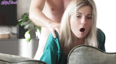 Stepson caught his stepmom masturbating then fucked her hard until her cum dripped down her thighs