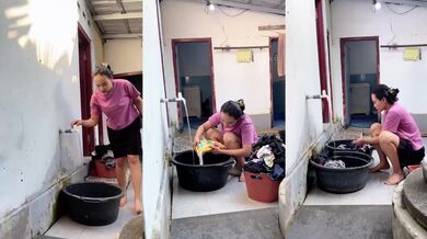 Traditional washing turns into rough sexo duro with moms teaching hard lessons