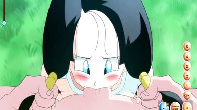 Videl chokes on Roshi’s gagging hentai training cock