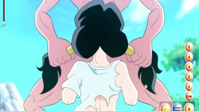 Videl chokes on Roshi’s gagging hentai training cock
