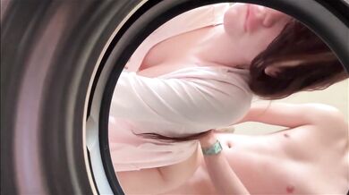 Stuck in the washer stepsis gets railed raw by stepbro