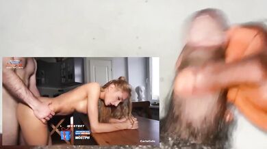 Asian Girl Handcuffed gagging on a gallon of cum Blindfolded Submission Oiled hardcore