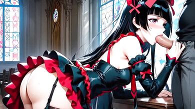 Rory Mercury's goth anal with Youji Itami in the temple hentai