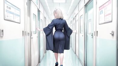 Blonde nurse stripped bare glistening thighs panting in the hallway white coat still clinging