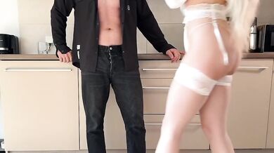Blonde Kneels Gasps Struggles Cock Choked by Hung Russian Amateur