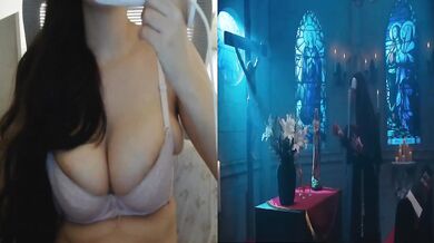 Nun with a thick dick fucks herself raw and gushes cum all over