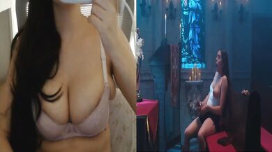 Nun with a thick dick fucks herself raw and gushes cum all over