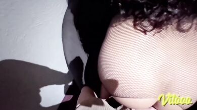 Latina in sexy lingerie gets big dick stuffed in that tight small pussy