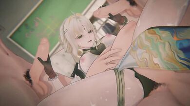 Hentai Milf anal creampie 4K threesome stepmom wuwa POV DP