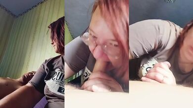 Curvy brunette girlfriend destroys cock with sloppy blowjob instead of cooking