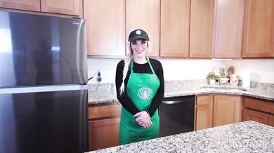 Busty Starbucks Barista Squirts All Over BBC And Swallows Cum During Her Shift!!!