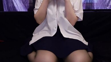 UNDRESSING JAPANESE SCHOOLGIRL AND TOUCHING HER GREAT BOOBS, PLAYING WITH NIPPLES