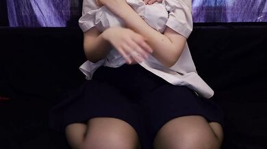 UNDRESSING JAPANESE SCHOOLGIRL AND TOUCHING HER GREAT BOOBS, PLAYING WITH NIPPLES