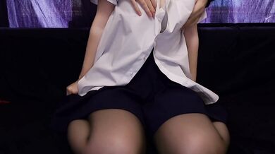 UNDRESSING JAPANESE SCHOOLGIRL AND TOUCHING HER GREAT BOOBS, PLAYING WITH NIPPLES