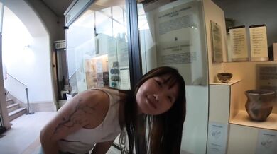 Asian Brat Bitch gets fucked in Museum super risky!
