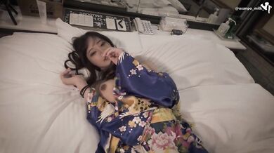 Japanese Kimono busty beauty in raw POV! Shaved, blowjob, creampie OK in steamy session!