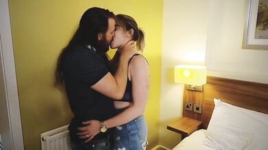 Cheating slut wife asks him to remove condom on hotwife date.