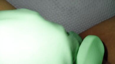 Warty Gloved Girl Climaxes Alone Whimpering
