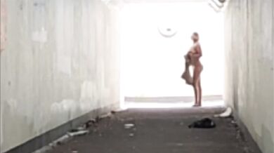 Naked public walk destroyed by strangers caught flashing tits and big ass