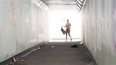 Naked public walk destroyed by strangers caught flashing tits and big ass