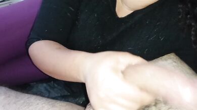 Latina stepsister edging handjob destroys dick with soft hands