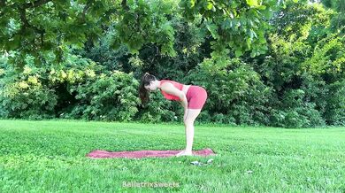 Hairy girl yoga in nature raw stretches tight twats