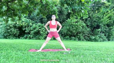 Hairy girl yoga in nature raw stretches tight twats