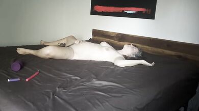 Wife watches her toys and gushes hard while anal hooks tear her up