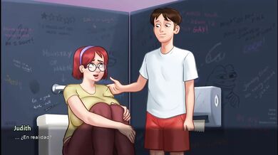 Best friend destroys me in college bathroom hentai game