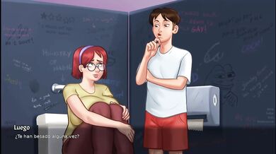 Best friend destroys me in college bathroom hentai game