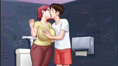 Best friend destroys me in college bathroom hentai game