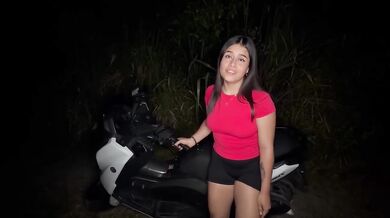 Motorcycle breakdown leads to desperate latina blowjob and hard sex