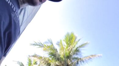 Hot latina gets risky blowjob in park public creampie