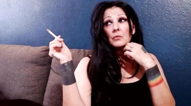 Milf smokes cigarette then sips coffee right in your face POV smoking fantasy