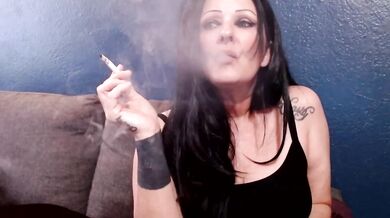 Milf smokes cigarette then sips coffee right in your face POV smoking fantasy