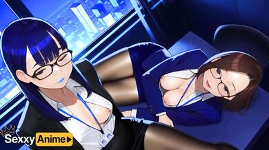 Hot secretaries ruined by brutal double penetration and sloppy blowjobs