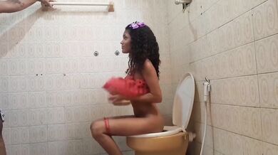 My stepdad creampies me raw in the bathroom anal fuck