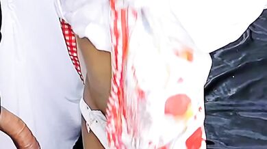 Tiny Thai doll gets fingers under skirt by horny latino stepdad