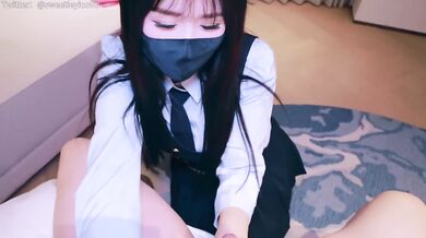 Senior sister's secret footjob creampie in student uniform